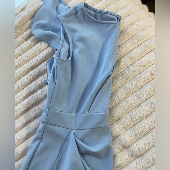 New Money RUFFLED BLUE PENCIL DRESS - Picture 6 of 15